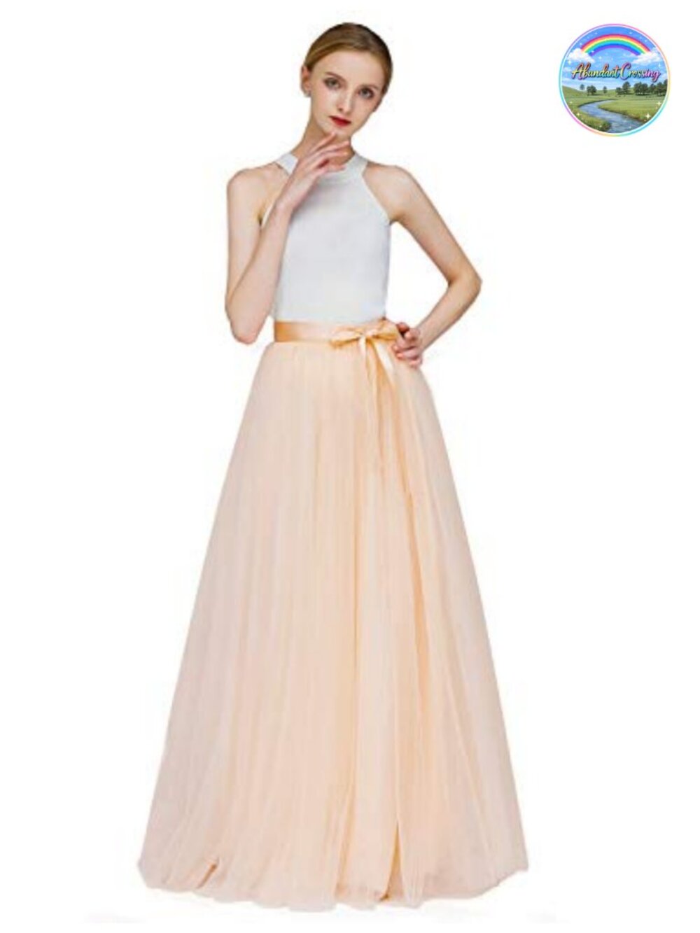 A-Line Tulle Maxi Skirt High Waisted Flowy Tiered Evening Party Prom